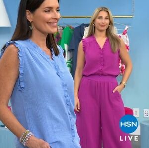 NWOT Lacey Chabert 100% Cotton Coordinated Set Tank Top and Pants in Magenta